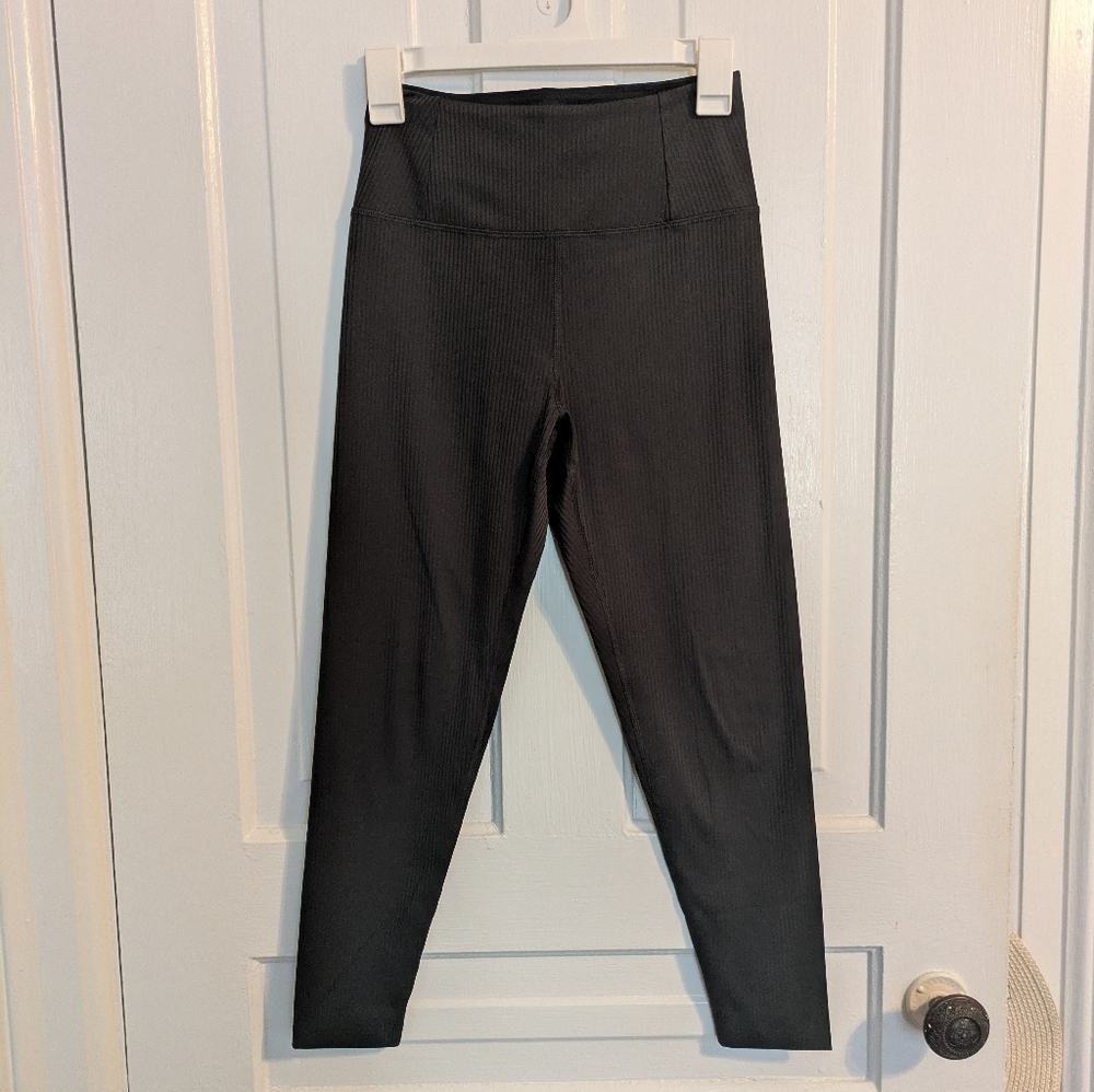 Girlfriend Collective Black High-Waisted Ribbed Compressive Leggings